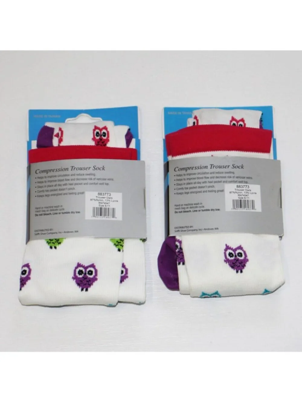 X2 Nurse Mates Women 12-14 mmHg Compression Trouser Sock Owls Shoe 9-11 883773
